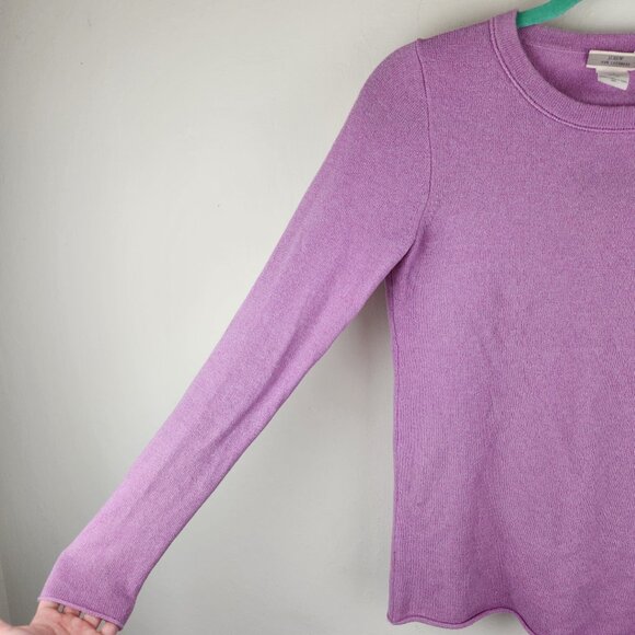 J. Crew 100% Cashmere Heather Lilac Lightweight Soft Crewneck Sweater XS *read* - Picture 3 of 10